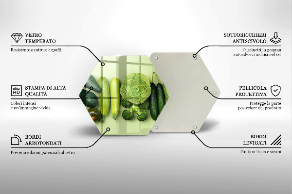 Tábua de cortar alimentos Frutas e vegetais verdes