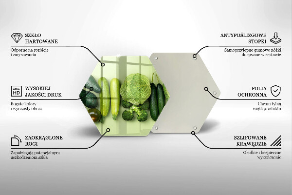 Tábua de cortar alimentos Frutas e vegetais verdes