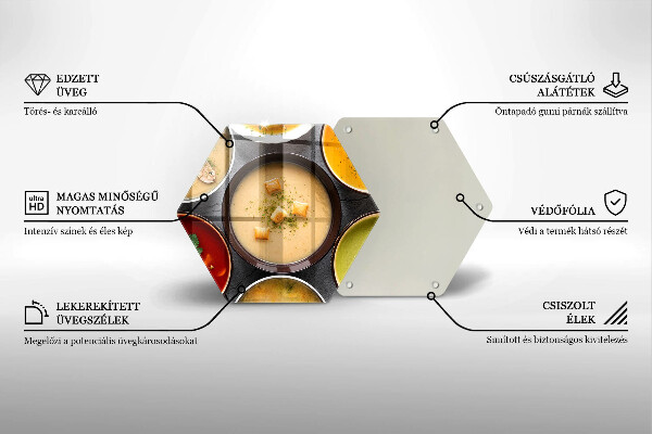Tábua de cortar de vidro Sopas coloridas