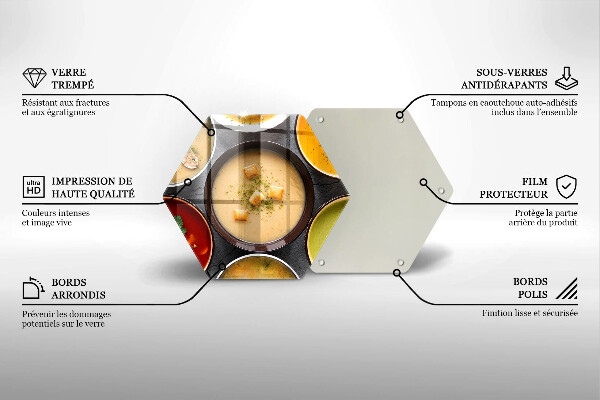 Tábua de cortar de vidro Sopas coloridas