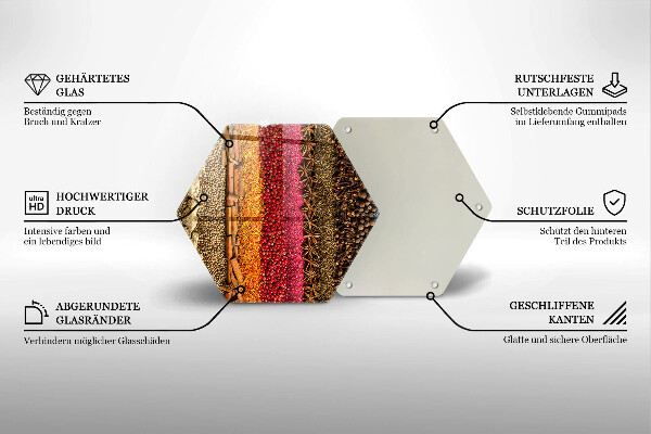 Tábua de vidro Especiarias coloridas