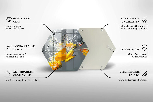 Tábua de cortar de vidro Limões em água
