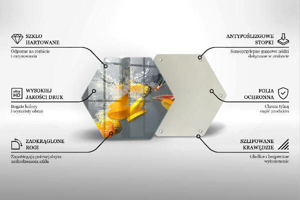 Tábua de cortar de vidro Limões em água