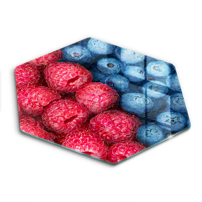 Tábua de corte de vidro Framboesas e mirtilos