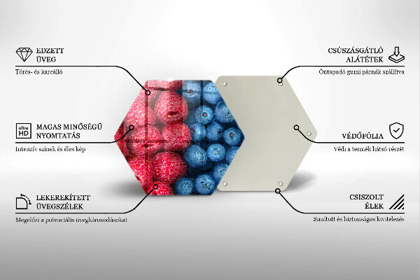 Tábua de corte de vidro Framboesas e mirtilos