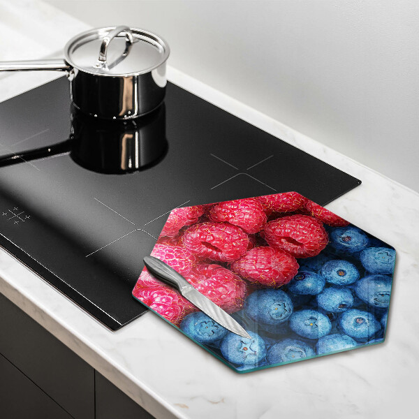 Tábua de corte de vidro Framboesas e mirtilos