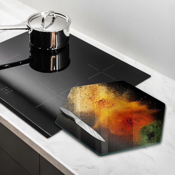 Tábua de corte de vidro Especiarias coloridas