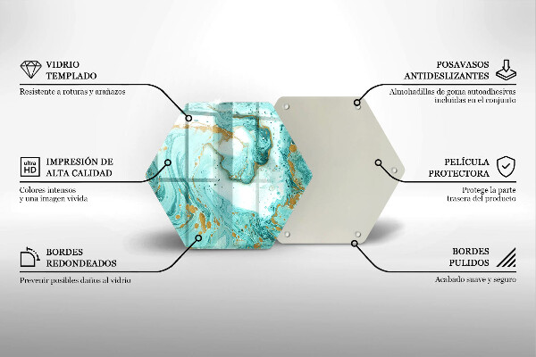 Tábua de vidro Abstração azul