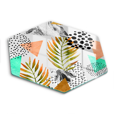 Tábua de corte de vidro Padrão de folha Boho