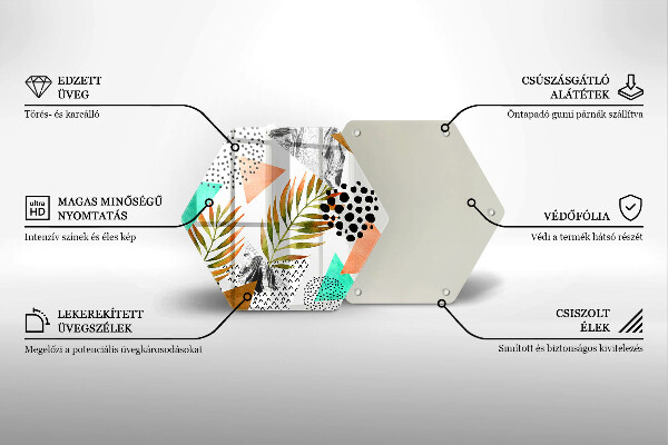 Tábua de corte de vidro Padrão de folha Boho