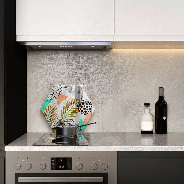 Tábua de corte de vidro Padrão de folha Boho