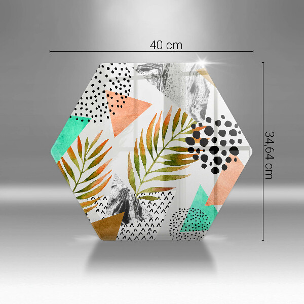 Tábua de corte de vidro Padrão de folha Boho