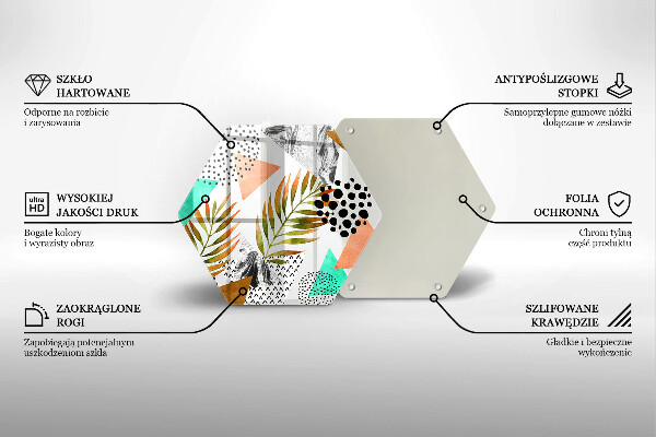 Tábua de corte de vidro Padrão de folha Boho