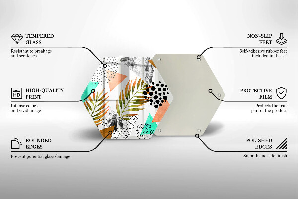 Tábua de corte de vidro Padrão de folha Boho