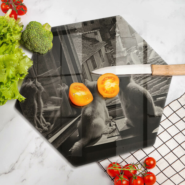 Tábua de cortar Cidade dos gatos e janela