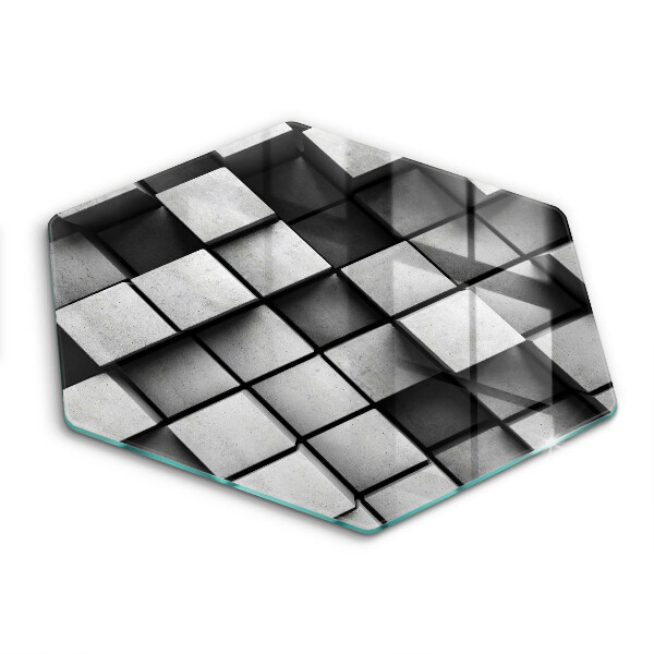 Tábua de corte de vidro Quadrados 3D abstratos