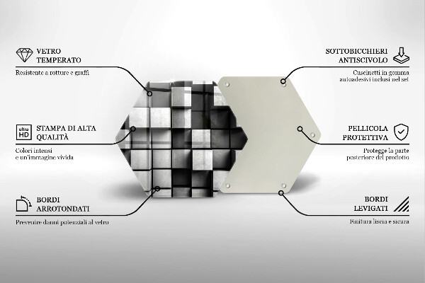 Tábua de corte de vidro Quadrados 3D abstratos