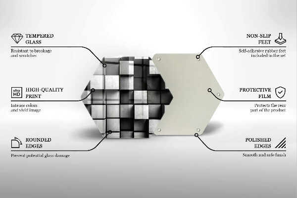 Tábua de corte de vidro Quadrados 3D abstratos