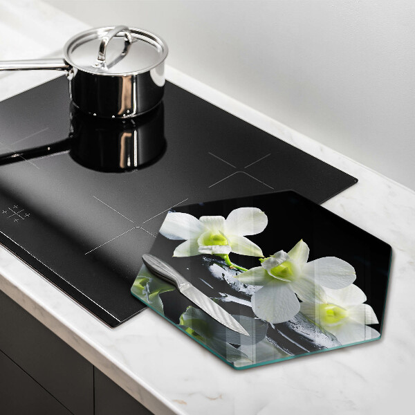 Tábua de corte Flores Brancas em Água Zen