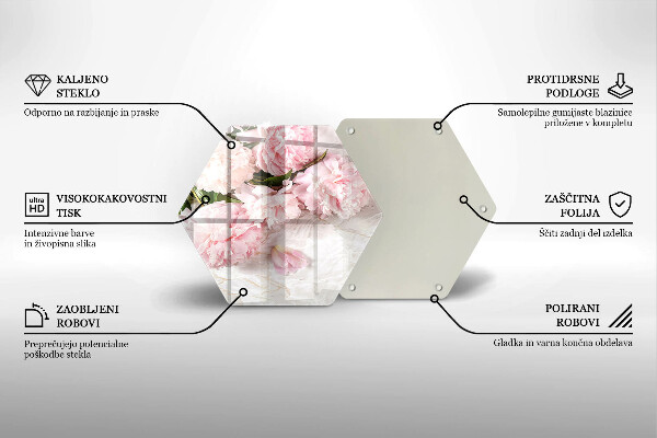 Tábua de vidro Flores delicadas de rosas