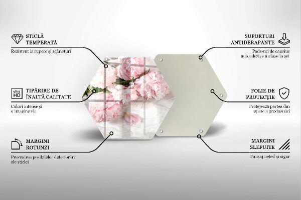 Tábua de vidro Flores delicadas de rosas