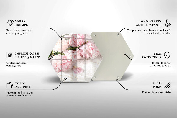 Tábua de vidro Flores delicadas de rosas