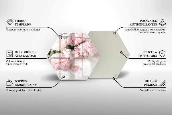 Tábua de vidro Flores delicadas de rosas