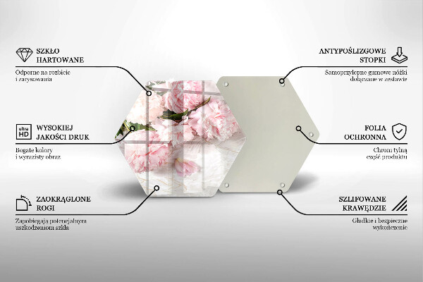 Tábua de vidro Flores delicadas de rosas