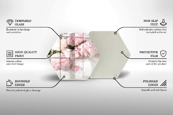 Tábua de vidro Flores delicadas de rosas