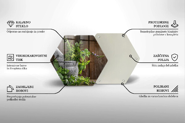 Tábua de cortar de vidro Plantas, ervas e madeira