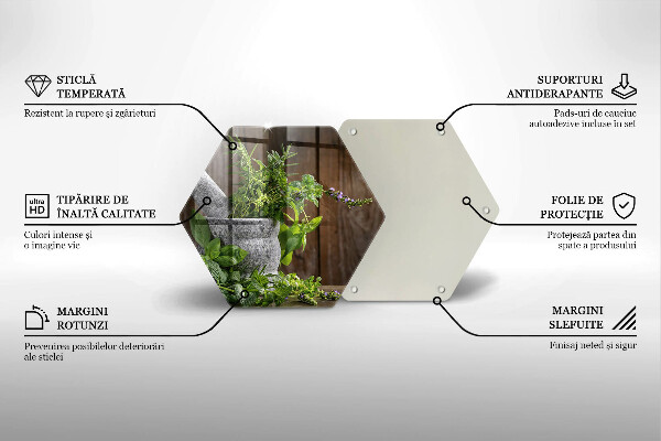 Tábua de cortar de vidro Plantas, ervas e madeira