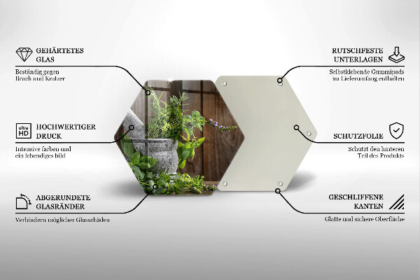 Tábua de cortar de vidro Plantas, ervas e madeira