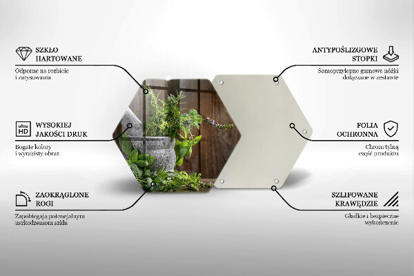 Tábua de cortar de vidro Plantas, ervas e madeira