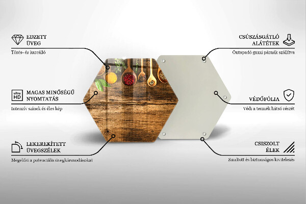 Tábua de vidro Colheres de madeira para especiarias