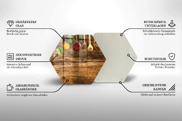 Tábua de vidro Colheres de madeira para especiarias