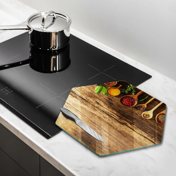 Tábua de vidro Colheres de madeira para especiarias