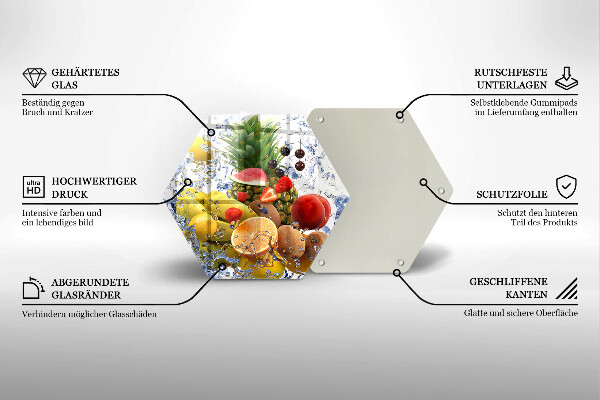 Tábua para cozinha Frutas suculentas e água