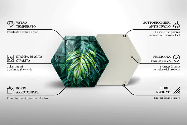 Tábua de vidro Folhas de monstera selvagem