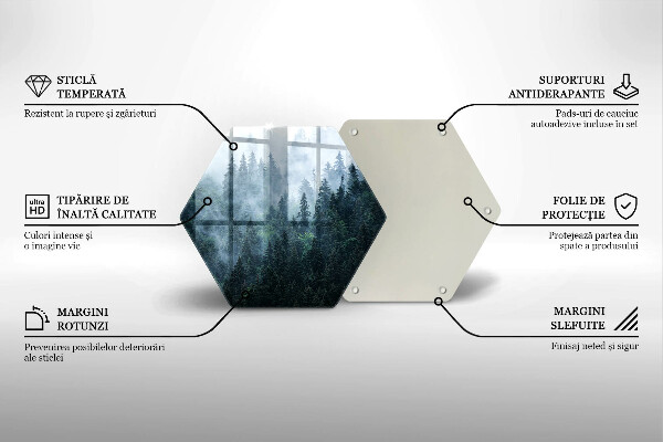 Tábua de cortar alimentos Árvores da floresta e neblina