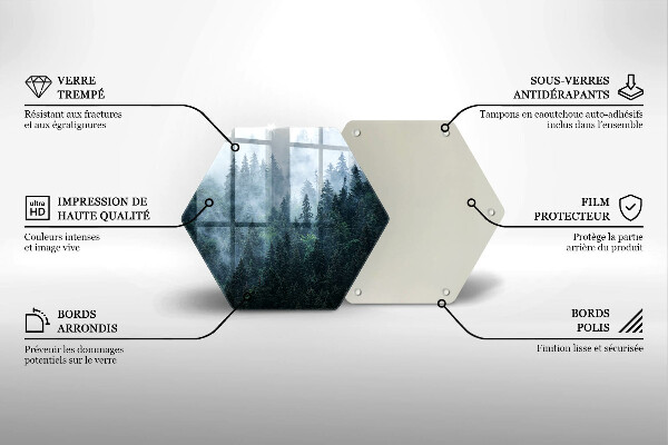 Tábua de cortar alimentos Árvores da floresta e neblina