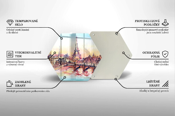 Tábua de vidro Paisagem parisiense Torre Eiffel