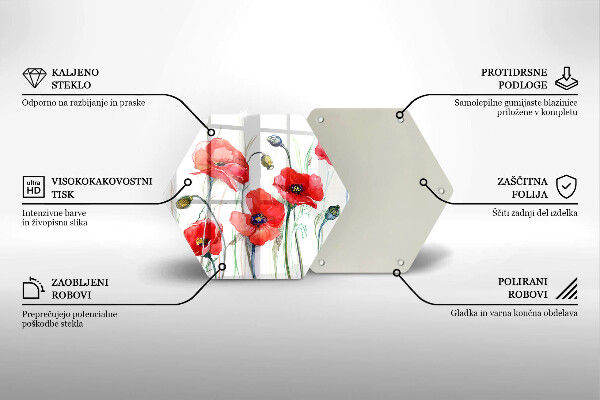 Tábua de cortar alimentos flores de papoulas vermelhas