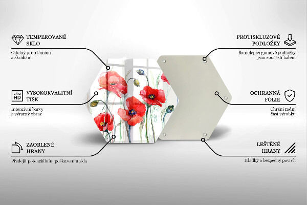 Tábua de cortar alimentos flores de papoulas vermelhas