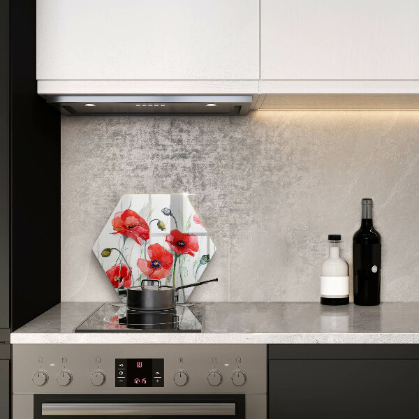 Tábua de cortar alimentos flores de papoulas vermelhas