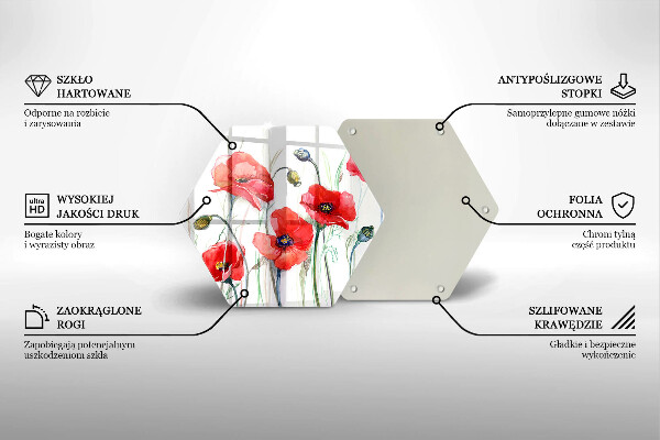 Tábua de cortar alimentos flores de papoulas vermelhas
