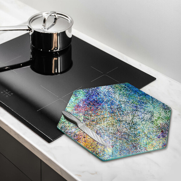 Tábua de cortar Abstração de linhas coloridas