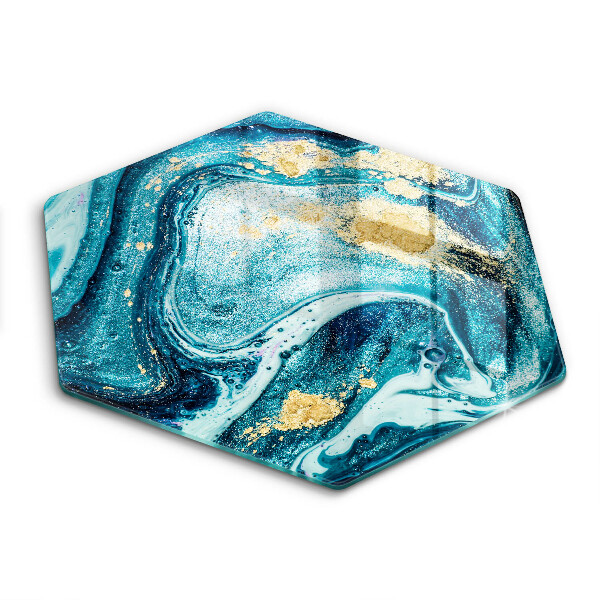 Tábua de cortar Azul abstrato dourado
