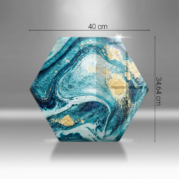 Tábua de cortar Azul abstrato dourado