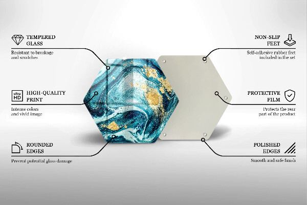 Tábua de cortar Azul abstrato dourado