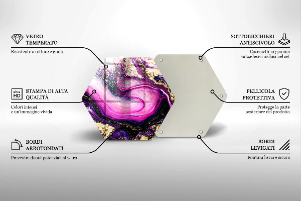 Tábua de vidro Design abstrato dourado